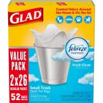 Glad OdorShield Small Trash Bags, 4 Gal, Fresh Clean Scent, Quick-Tie, 26-Count (2-Pack) thumbnail 1
