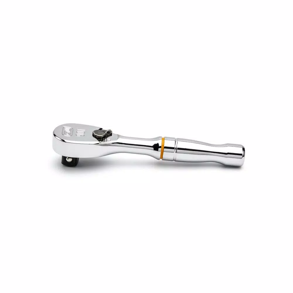 GEARWRENCH 3/8 in. Drive 90-Tooth Compact Head Stubby Teardrop Ratchet, 4-1/2 in.