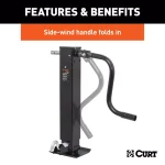CURT Direct-Weld Square Trailer Jack with Side Handle, 12,000 lbs. Support, 12.5 in. Travel thumbnail 4