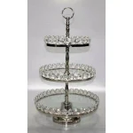 Heim Concept Silver 3-Tier Crystal and Stainless Steel Cake Stand, 20 in. H thumbnail 3