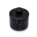 Fox Run Black Marble Salt Cellar with Lid - Elegant Spice and Herb Container thumbnail 1