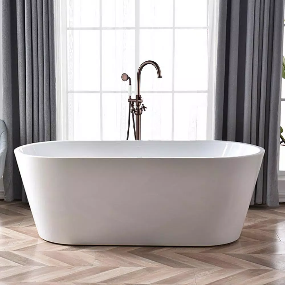 Vanity Art 48 in. Freestanding Single-Handle Claw Foot Tub Faucet with Hand Shower, Oil Rubbed Bronze