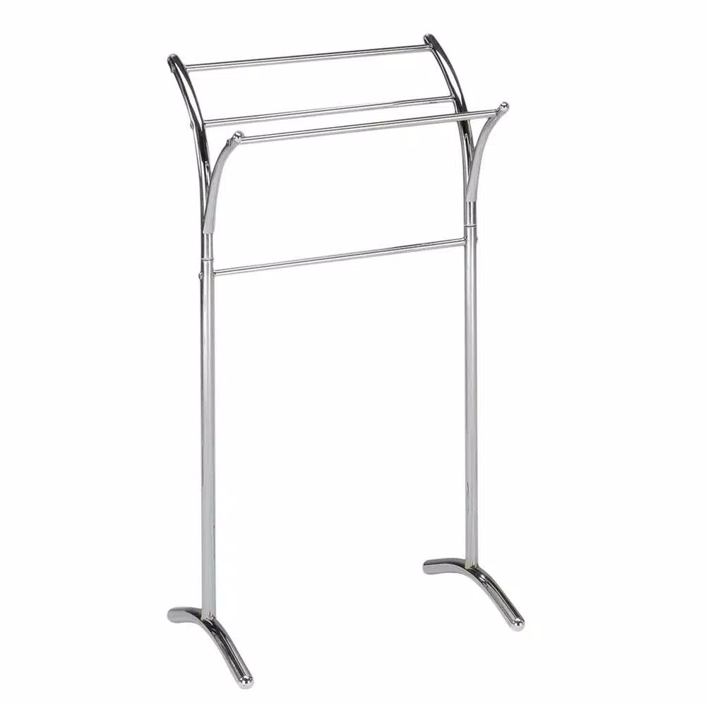 Kings Brand Furniture Minimalist 4-Bar Free-Standing Towel Rack in Polished Chrome