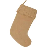 VHC Brands 15 in. Natural Cotton Burlap Ruffled Christmas Stocking - Farmhouse Style thumbnail 1