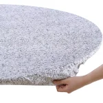 Brielle Home 48" Round Cotton Fabric Fitted Table Cover, Grey Granite Stone Pattern thumbnail 3