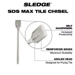 Milwaukee SDS-Max SLEDGE 2 in. x 15 in. Steel Tile Chisel Bit thumbnail 3