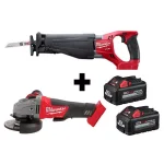 Milwaukee M18 FUEL 18V Cordless Grinder and SAWZALL Reciprocating Saw Combo Kit with 2 6.0 Ah Batteries thumbnail 1