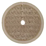 VHC Brands 48 in. Celebrate Bronze Tan Glam Christmas Tree Skirt with Metallic Gold Lace and Ball Trim thumbnail 1