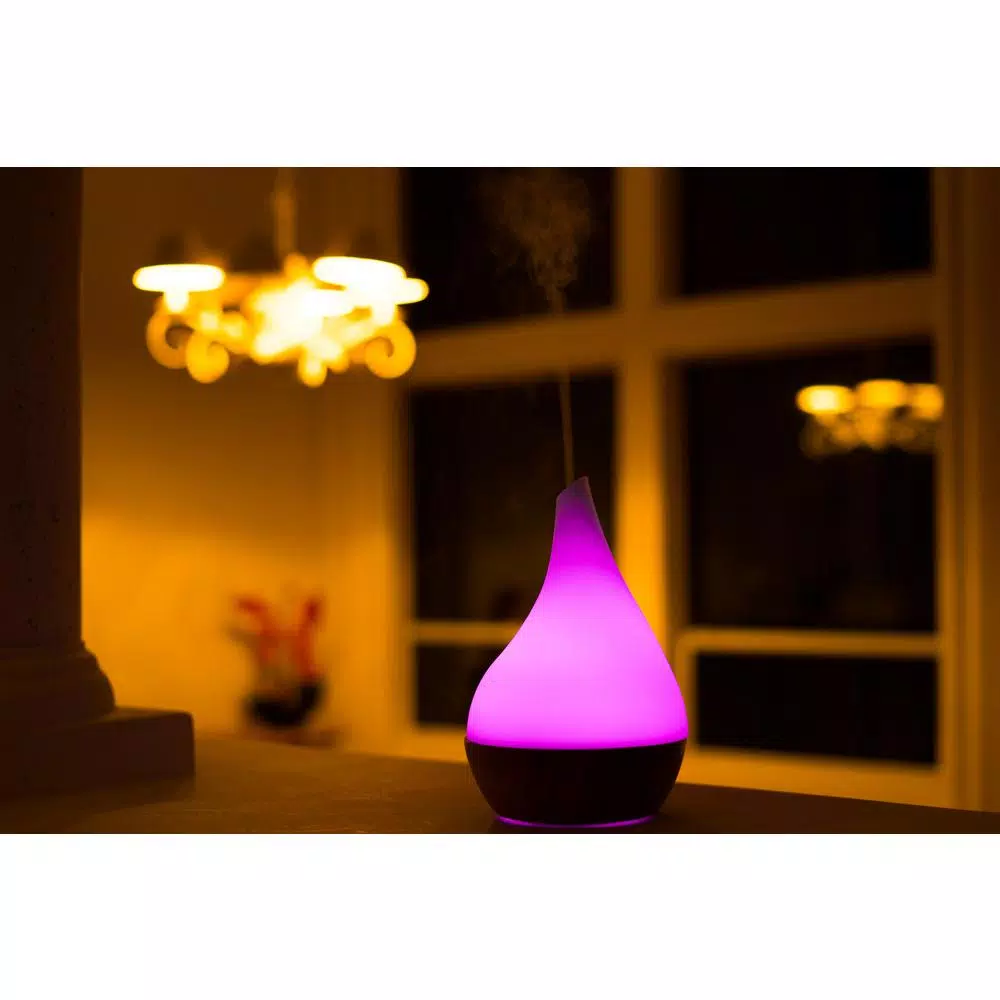 X Brand Canary Glass and Bamboo Ultrasonic Aroma Diffuser with LED Lights