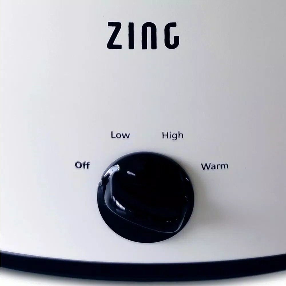 Zing 4 Qt. Oval White Slow Cooker with Glass Lid and Removable Stoneware Insert