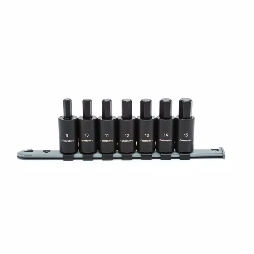 Husky 1/2 in. Drive Hex Bit Impact Socket Set, 14-Piece SAE/Metric
