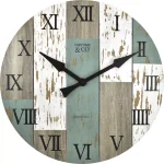 FirsTime 27 in. Timberworks Oversized Wall Clock - Rustic Distressed Wood & Teal thumbnail 2