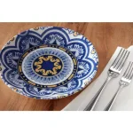 Home Decorators Collection Lisbon 4-Piece Twilight Blue and Mustard Yellow Salad Plate Set thumbnail 4
