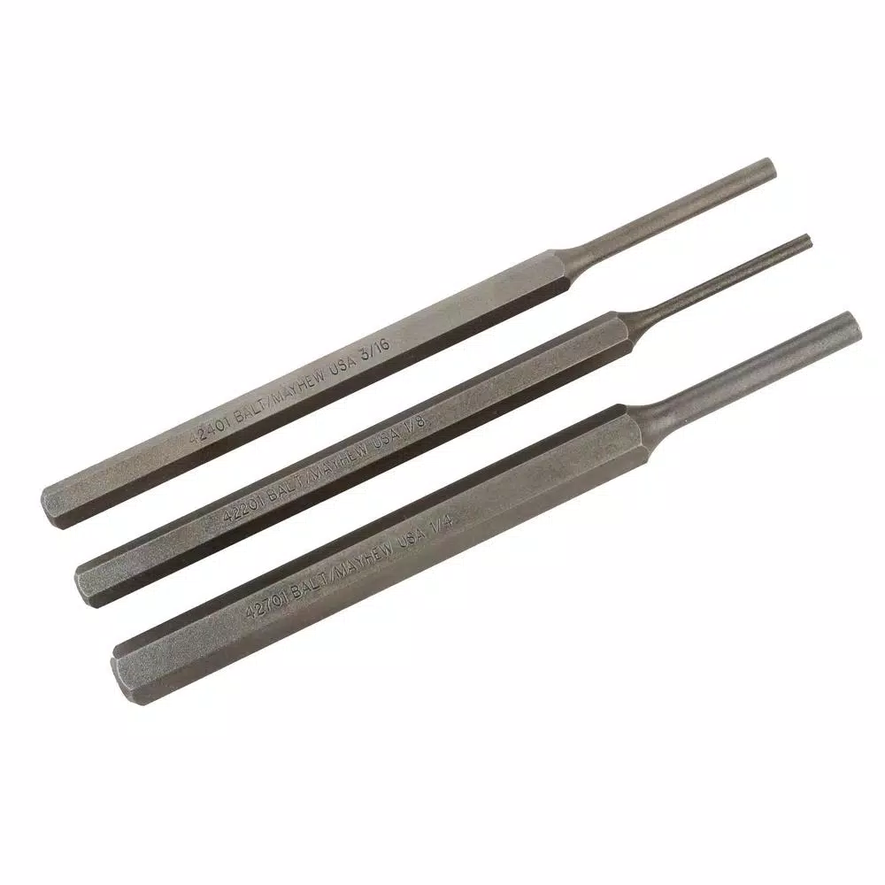 Mayhew Large Pin Punch Set (3-Piece) - Industrial Grade Alloy Steel, Made in USA