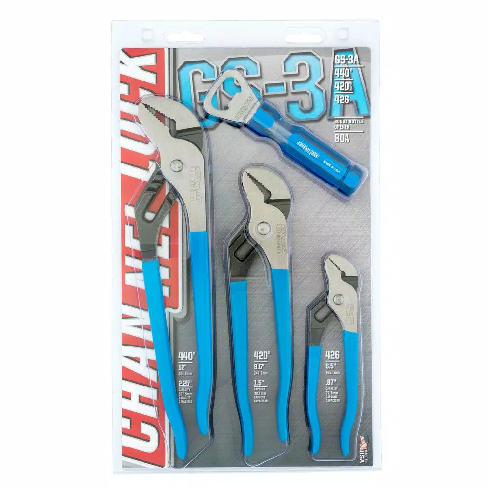 Channellock 4-Piece Tongue and Groove Plier Set with Bottle Opener