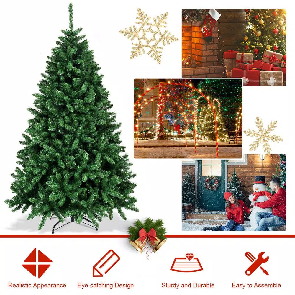 Costway 6 ft. Unlit Douglas Full Fir Artificial Christmas Tree with 1355 Tips