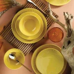 Unbranded Kutahya Ivy Collection 16-Piece Yellow Embossed Earthenware Dinnerware Set, Service for 4 thumbnail 6