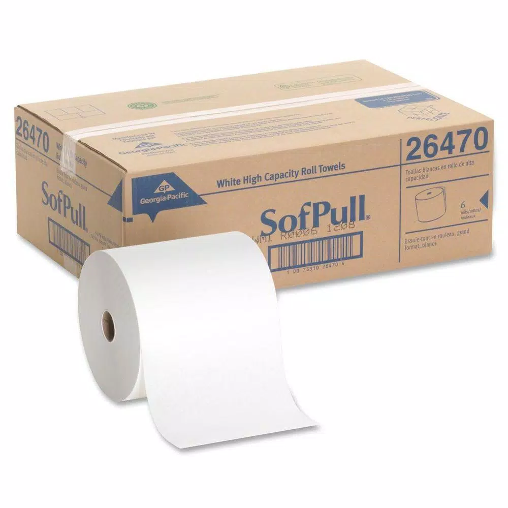 Georgia-Pacific SofPull White Hardwound Roll Paper Towels, 1-Ply, 1000 ft. Rolls (6 per Carton)