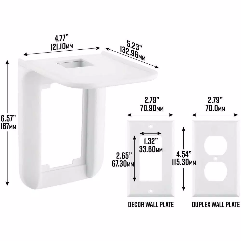 Wasserstein AC Outlet Mount for Google Nest WiFi, Nest Mini, and Nest Hub - Wall Outlet Shelf (2-Pack)