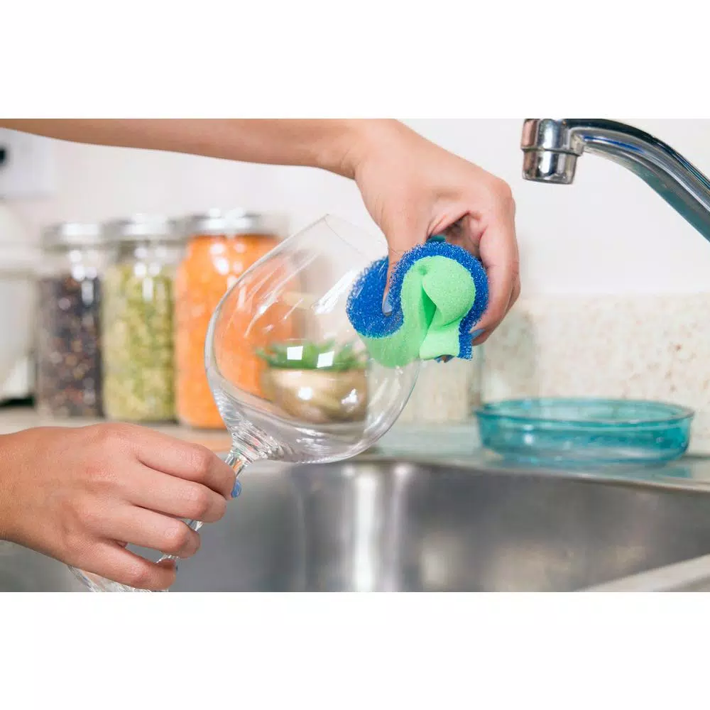 DishFish Dual Scrubber Sponge, Non-Scratch, Ergonomic Fish Shape, 8-Pack