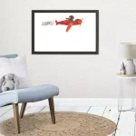 Petal Lane Home Watercolor Dog Airplane Magnetic Memo Board with Ebony Frame thumbnail 2