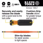 Klein Tools 2-in-1 Insulated Flip-Blade Screwdriver, #1 Phillips & 3/16 in. Slotted thumbnail 2