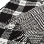Glitzhome 60 in. Black and White Plaid Reversible Woven Acrylic Throw Blanket with Fringed Edges thumbnail 4