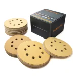 POWERTEC 5 in. Gold Aluminum Oxide Hook and Loop 8-Hole Sanding Disc Assortment, 100-Pack thumbnail 3