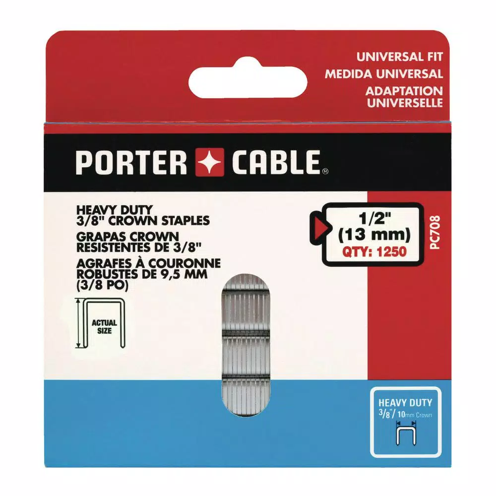 Porter-Cable 3/8 in. x 1/2 in. Glue Collated Crown Staples, 1250-Pack