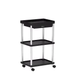 Mind Reader 3-Tier 7-Compartment Rolling Black Coffee Cart with Storage Drawer thumbnail 3