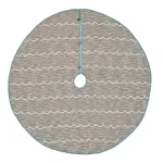 VHC Brands Sanbourne 60 in. Creme White Coastal Christmas Tree Skirt with Turquoise Trim thumbnail 1