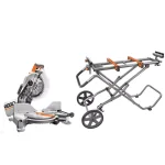 RIDGID 10 in. 15 Amp Dual Bevel Miter Saw with LED Cut Line & Universal Mobile Stand Combo thumbnail 1