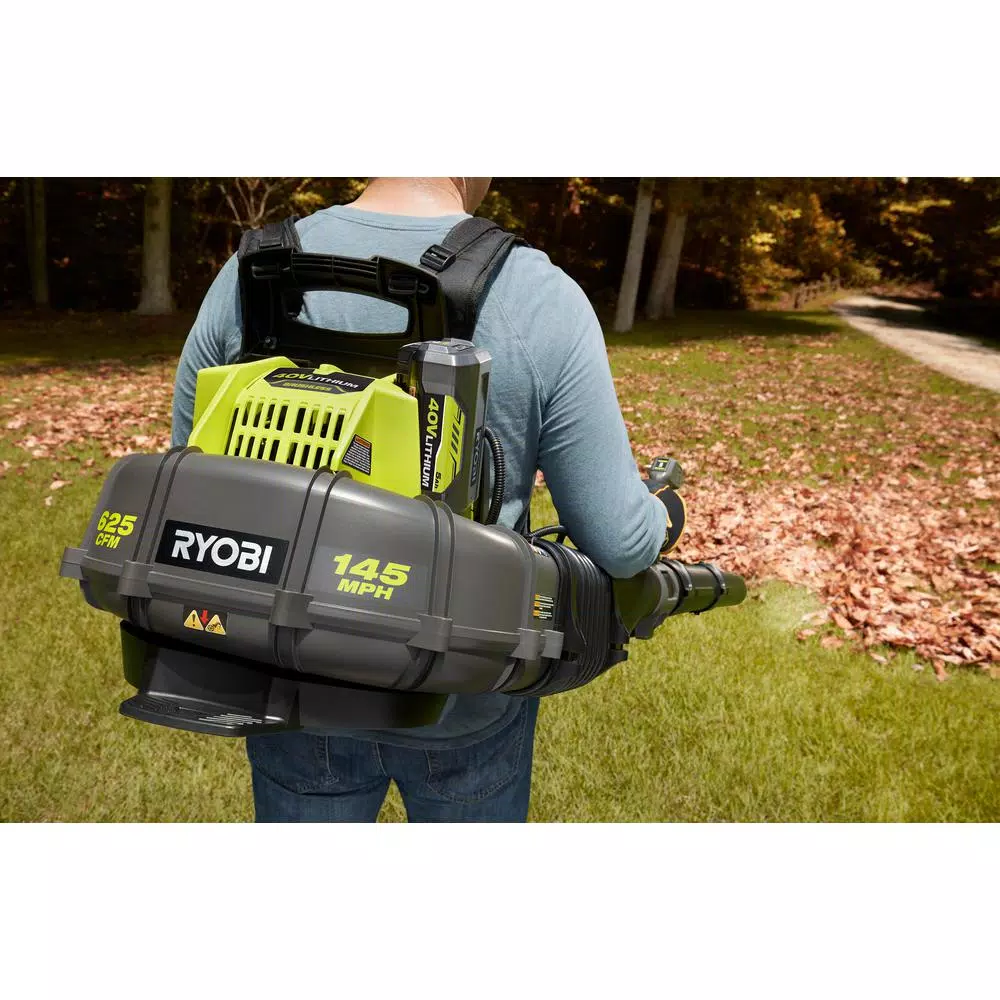 RYOBI Reconditioned 40V Lithium-Ion Cordless Backpack Blower with 5 Ah Battery and Charger