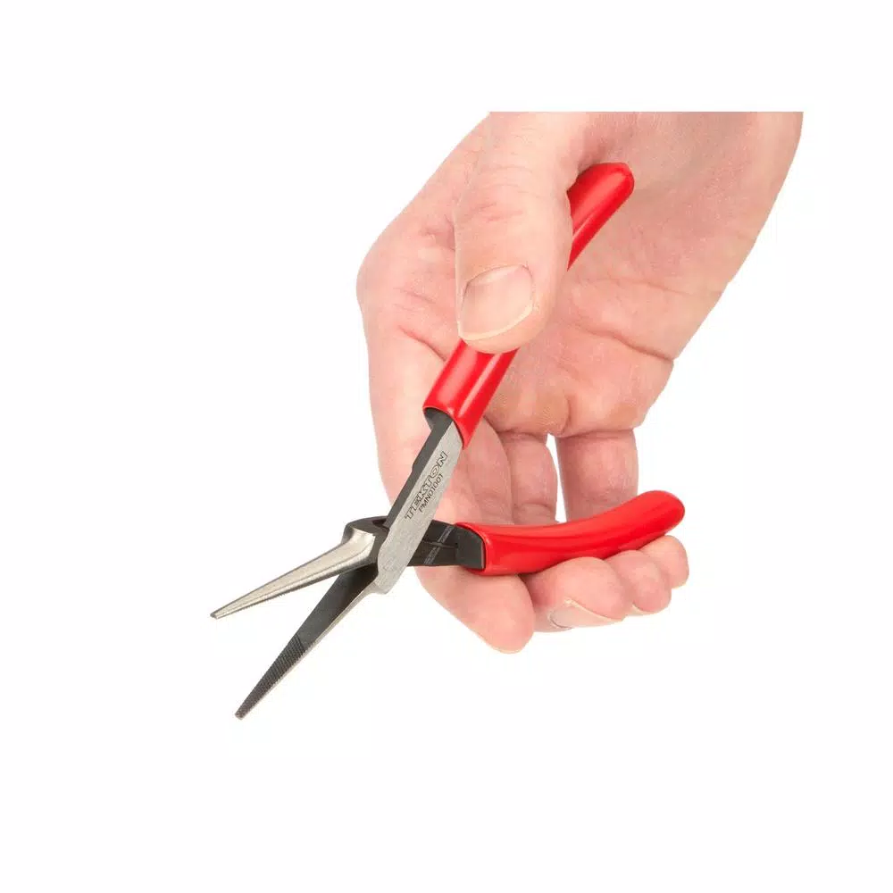 TEKTON Mini Needle Nose Pliers with Crosscut Teeth and Coil Spring