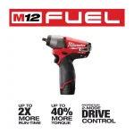 Milwaukee M12 FUEL 3/8 in. Brushless Cordless Impact Wrench Kit with Two 2.0 Ah Batteries and Charger thumbnail 2