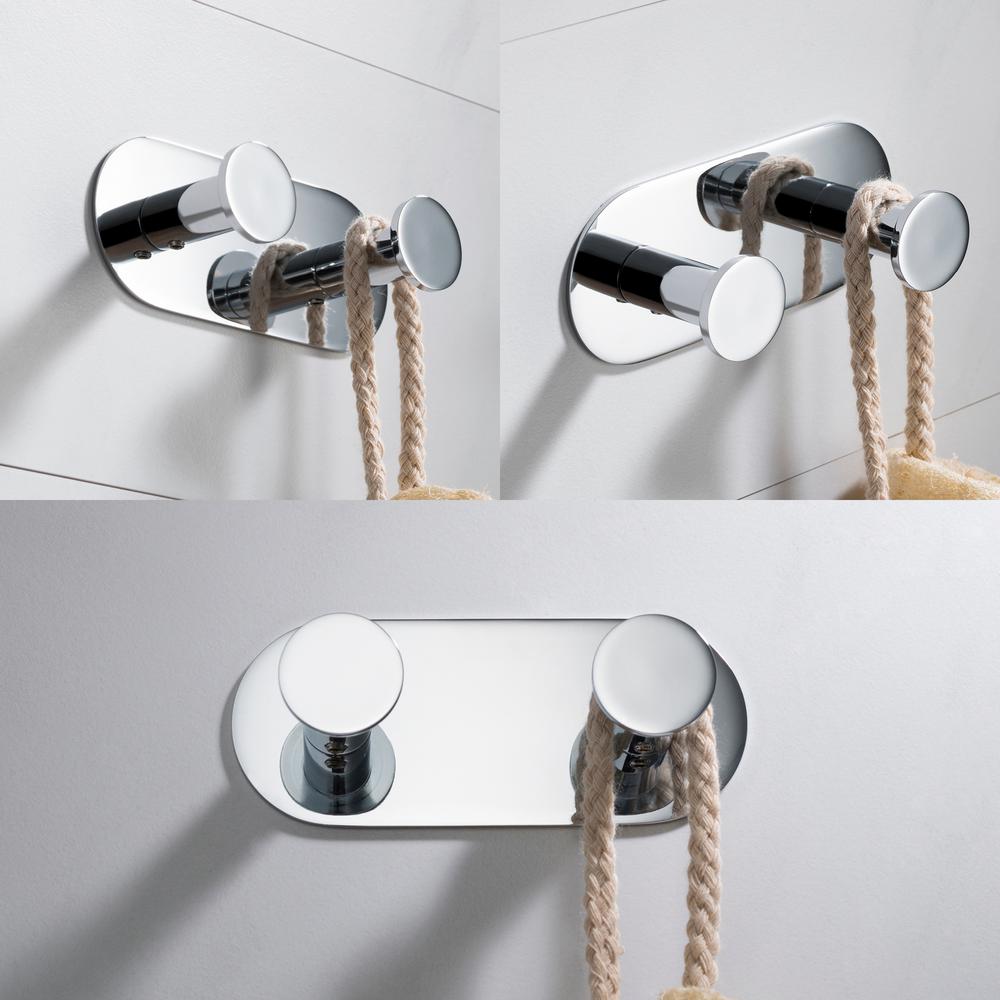 KRAUS Elie Double Robe and Towel Hook, Solid Brass, Chrome