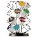 Casa Bellante Steel Carousel Coffee Pod Organizer for 24 Keurig K-Cups, Black and Chrome thumbnail 1