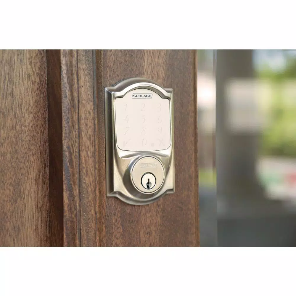 Schlage Sense Smart Deadbolt with Right-Handed Flair Lever Handleset, Satin Nickel
