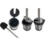Unbranded Stainless Steel Toilet Bowl Brush Holder with Hinged Folding Lid - Chrome thumbnail 3