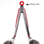Chefright QuickScoop Red Colander Tongs with Soft Grips, Brushed Stainless Steel (Set of 2) thumbnail 5