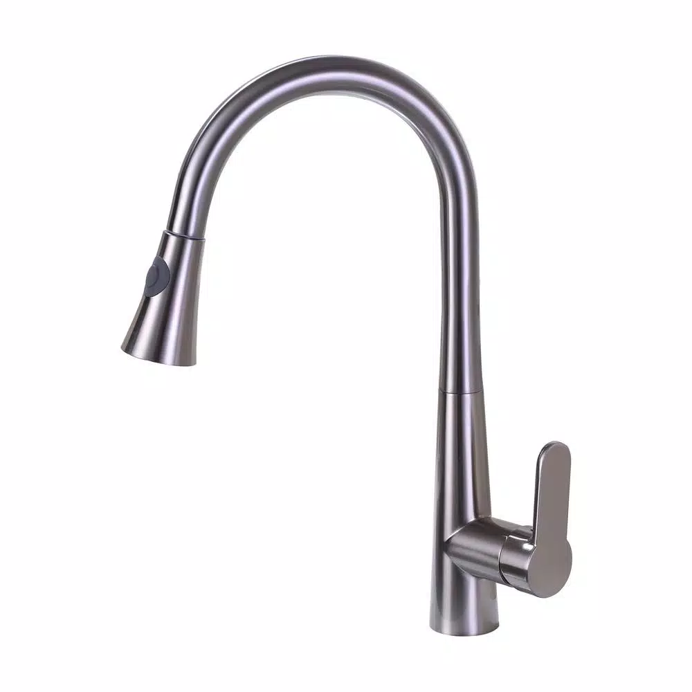 Vanity Art Brushed Nickel Single-Handle Pull-Down Kitchen Faucet with Sprayer Wand