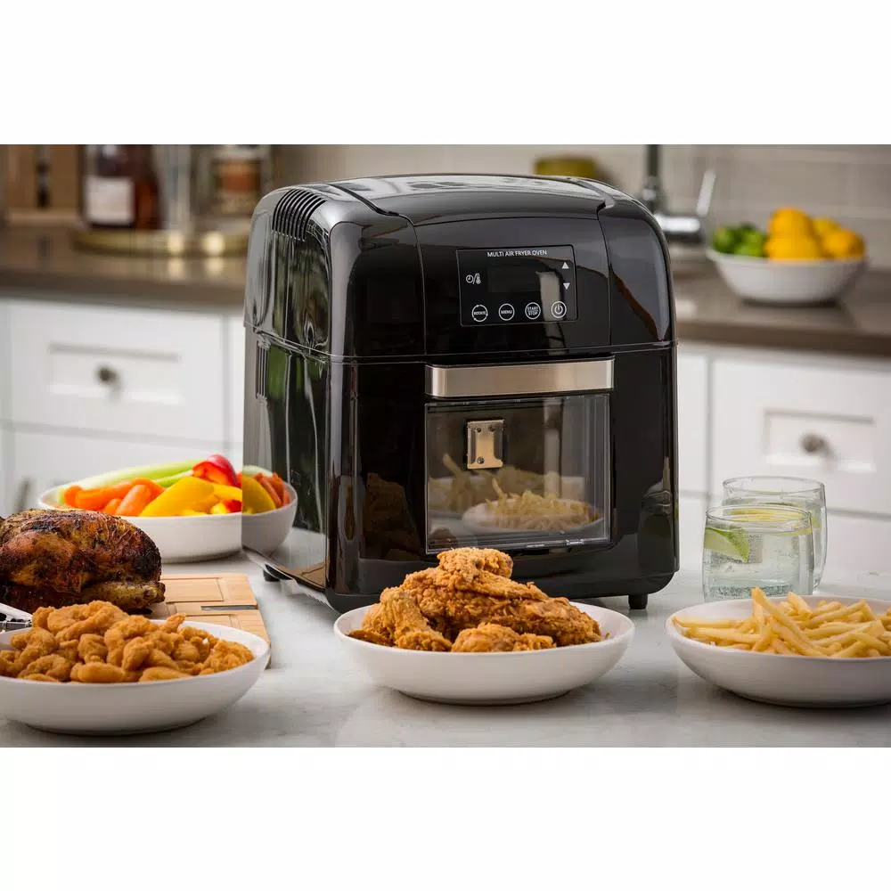 Modernhome 10 Qt. Digital Air Fryer Oven with Rotisserie, Multiple Racks, and Recipe Book - Black