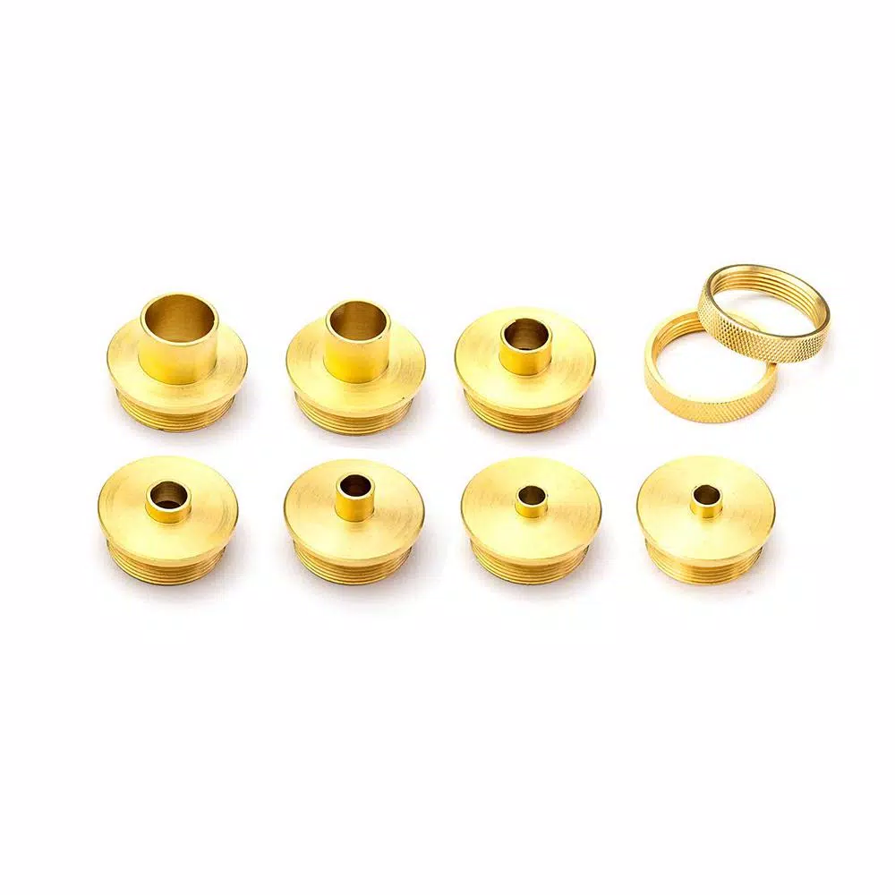 POWERTEC 9-Piece Brass Router Template Guide Bushing Set with Carrying Case