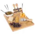 Classic Cuisine 9-Piece Bamboo Cheese Board Set with Stainless Steel Cutlery thumbnail 2