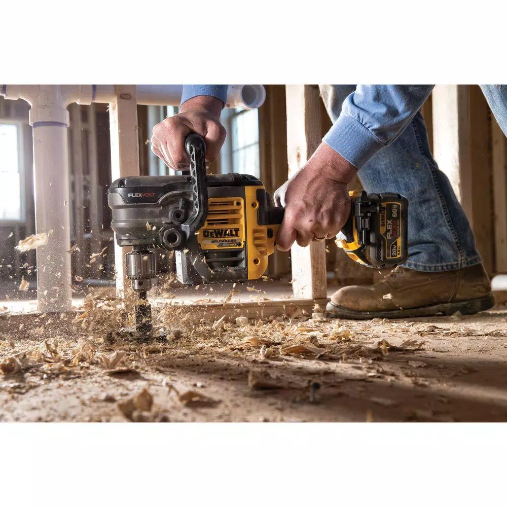DEWALT 60V MAX FLEXVOLT Brushless 1/2 in. Stud & Joist Drill with E-Clutch & (2) 6.0Ah Batteries