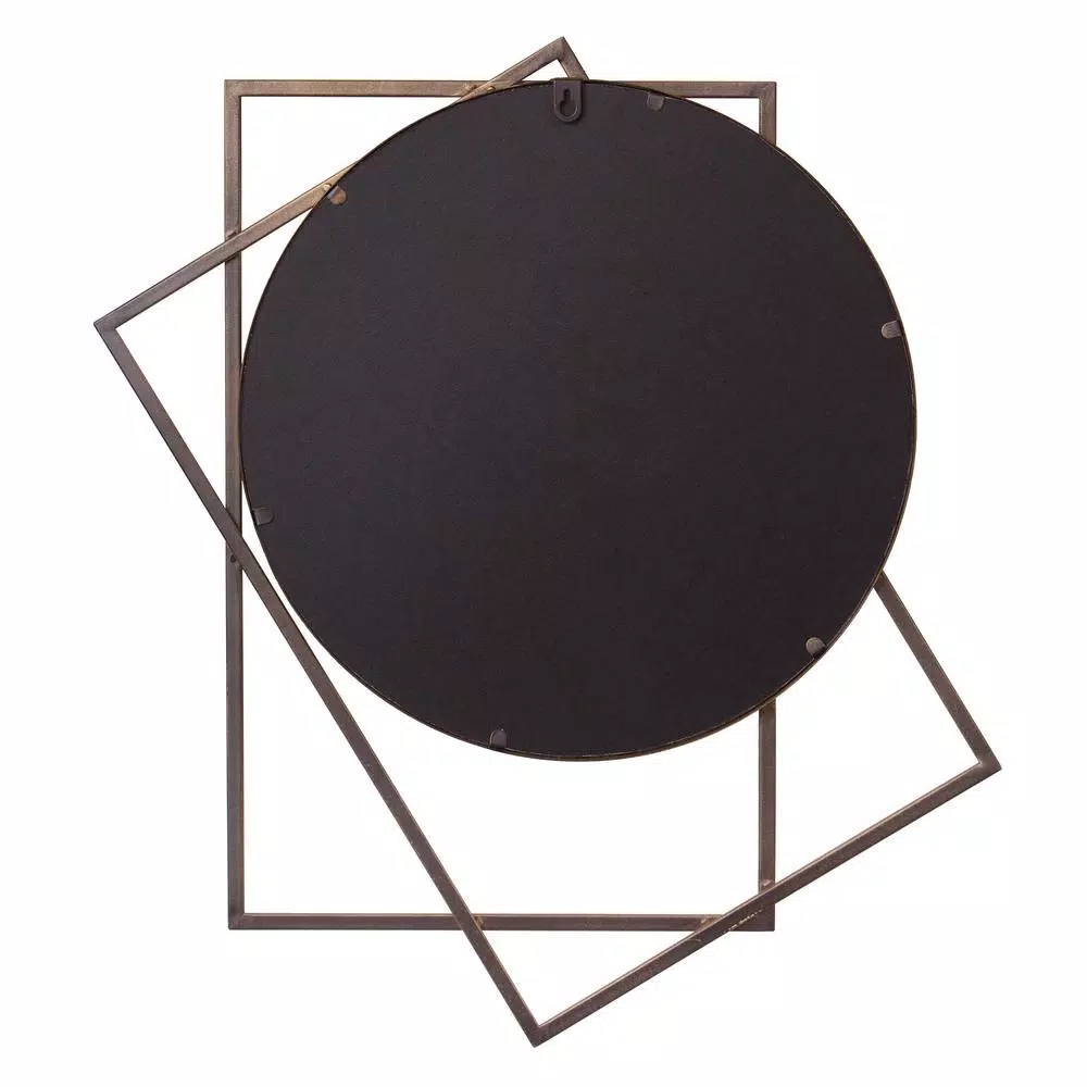 Pinnacle Modern Gold Geometric Layered Wall Mirror - 21 in. x 24 in. Round Accent Mirror