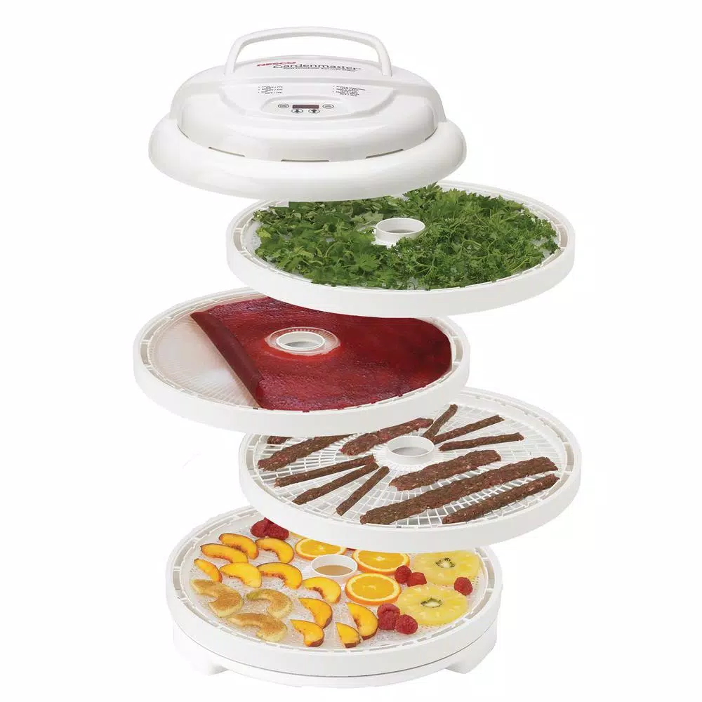 Nesco FD-1040 Gardenmaster Digital Pro Food Dehydrator, 1000W, 4-Tray Expandable White