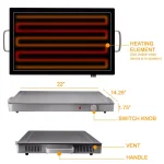 MegaChef Electric Warming Tray, Black Rectangular Food Warmer with Adjustable Temperature Control thumbnail 4