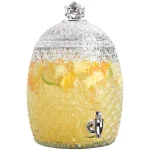 HOME ESSENTIALS AND BEYOND 1.7 Gal. Pineapple Shaped Glass Drink Dispenser with Chrome Spout thumbnail 1