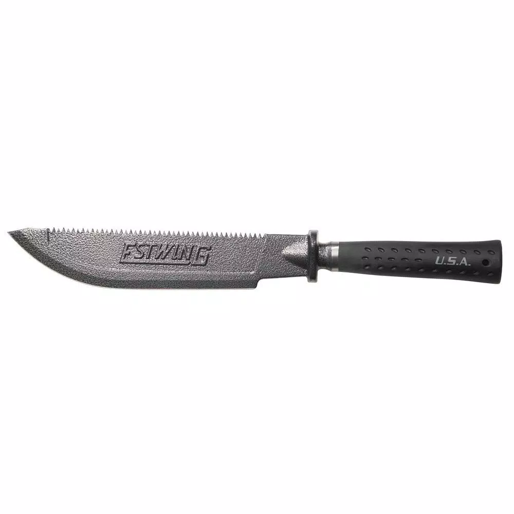 Estwing 12 in. Spear Point Serrated Fixed Blade Machete with Shock Reduction Grip